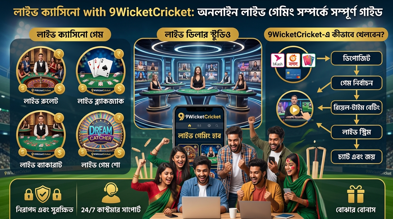 লাইভ ক্যাসিনো with 9WicketCricket: অনলাইন লাইভ গেমিং সম্পর্কে সম্পূর্ণ গাইড