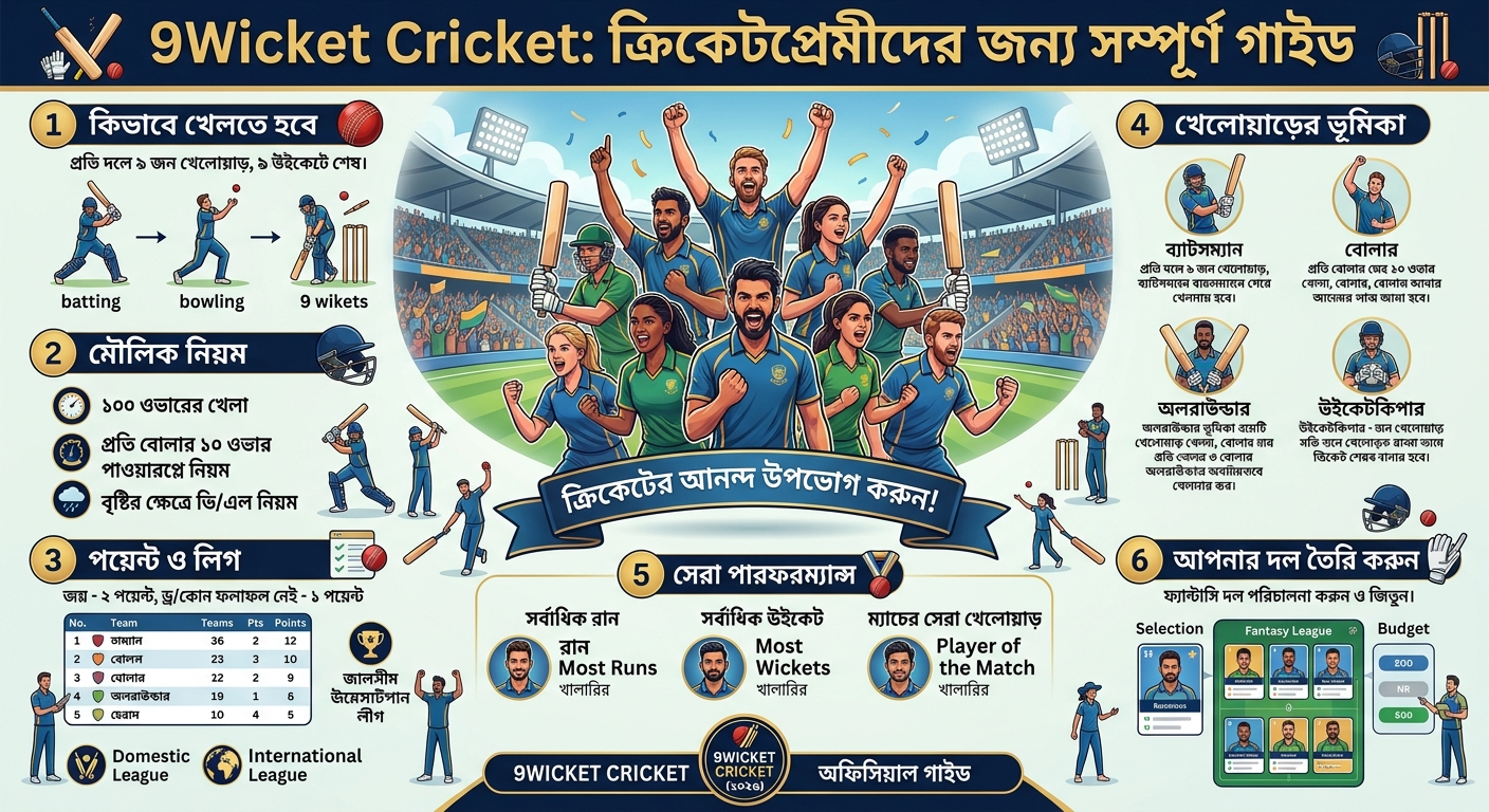 9Wicket Cricket – লাইভ ক্রিকেট আপডেট, ম্যাচ কভারেজ ও সম্পূর্ণ গাইড (2026)